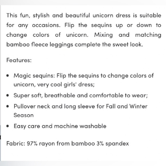 Silkberry Baby Bamboo Fleece Hoodie Dress with Magic Sequins.  Size 2T - Picture 3 of 6